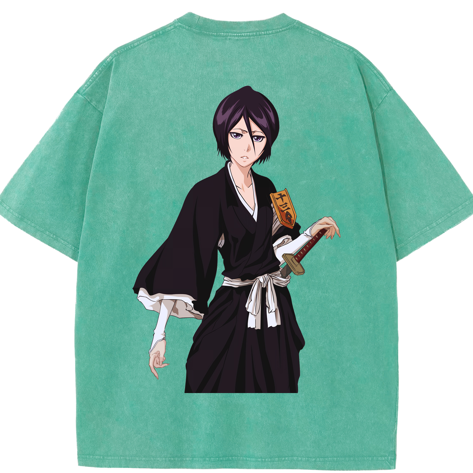 （画像用） ブリーチ 朽木ルキア BLEACH Kuchiki Rukia 綿100% ヴィンテージ風 半袖Tシャツ（背面プリント）